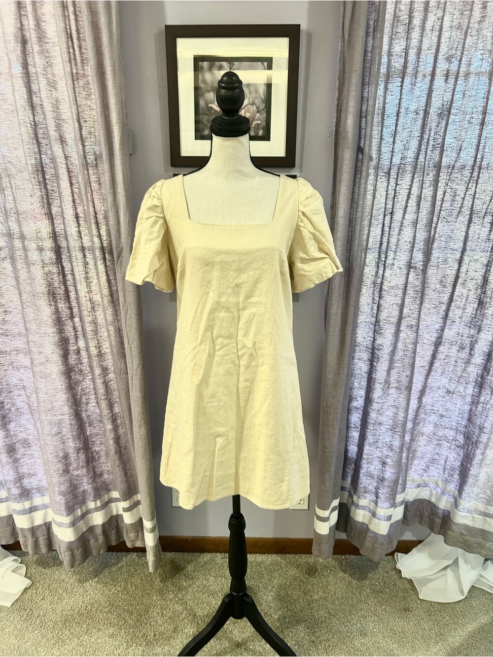 Deluc Square Neck Puff Sleeve Mini Dress